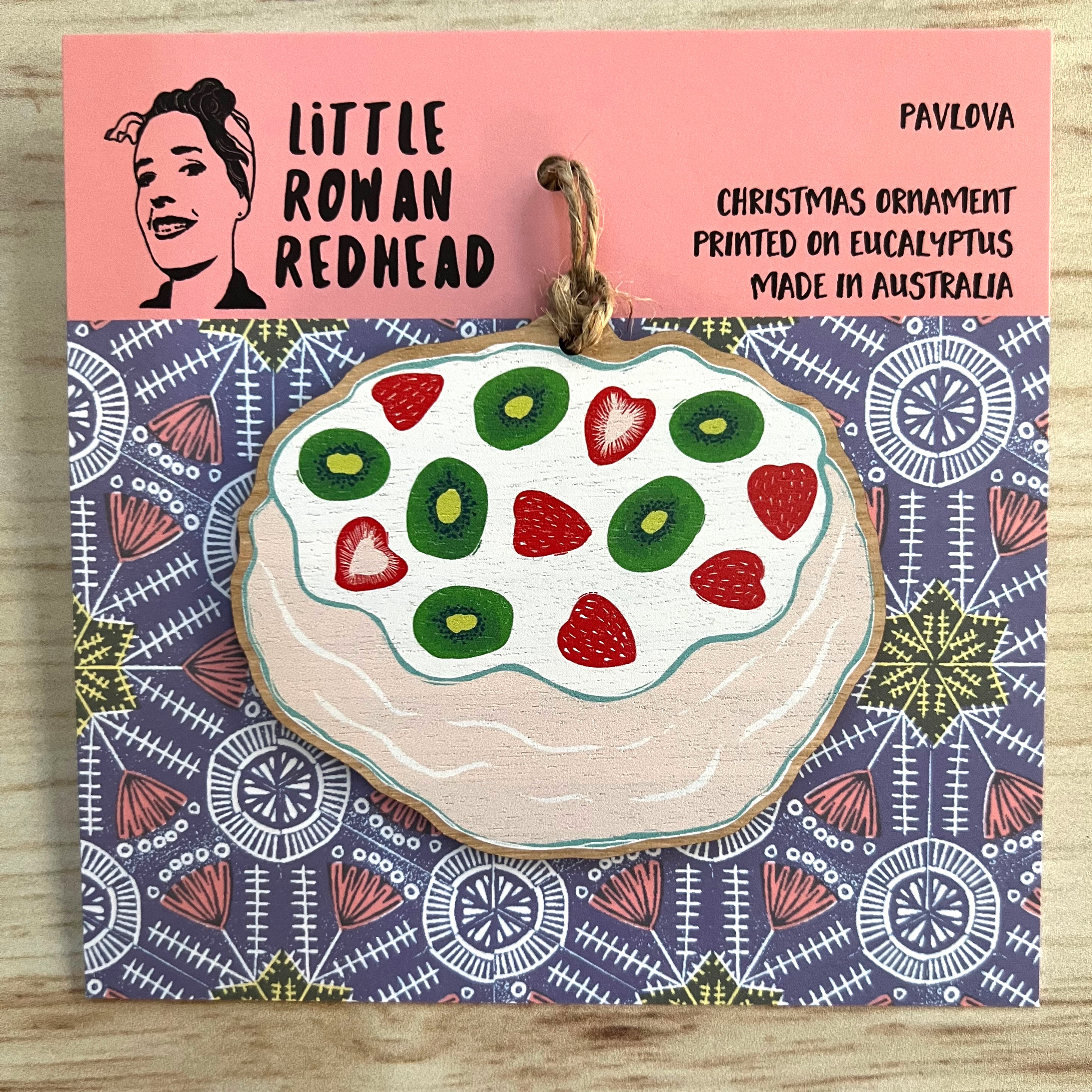 Pavlova - Wooden Christmas Ornament - Little Rowan Redhead
