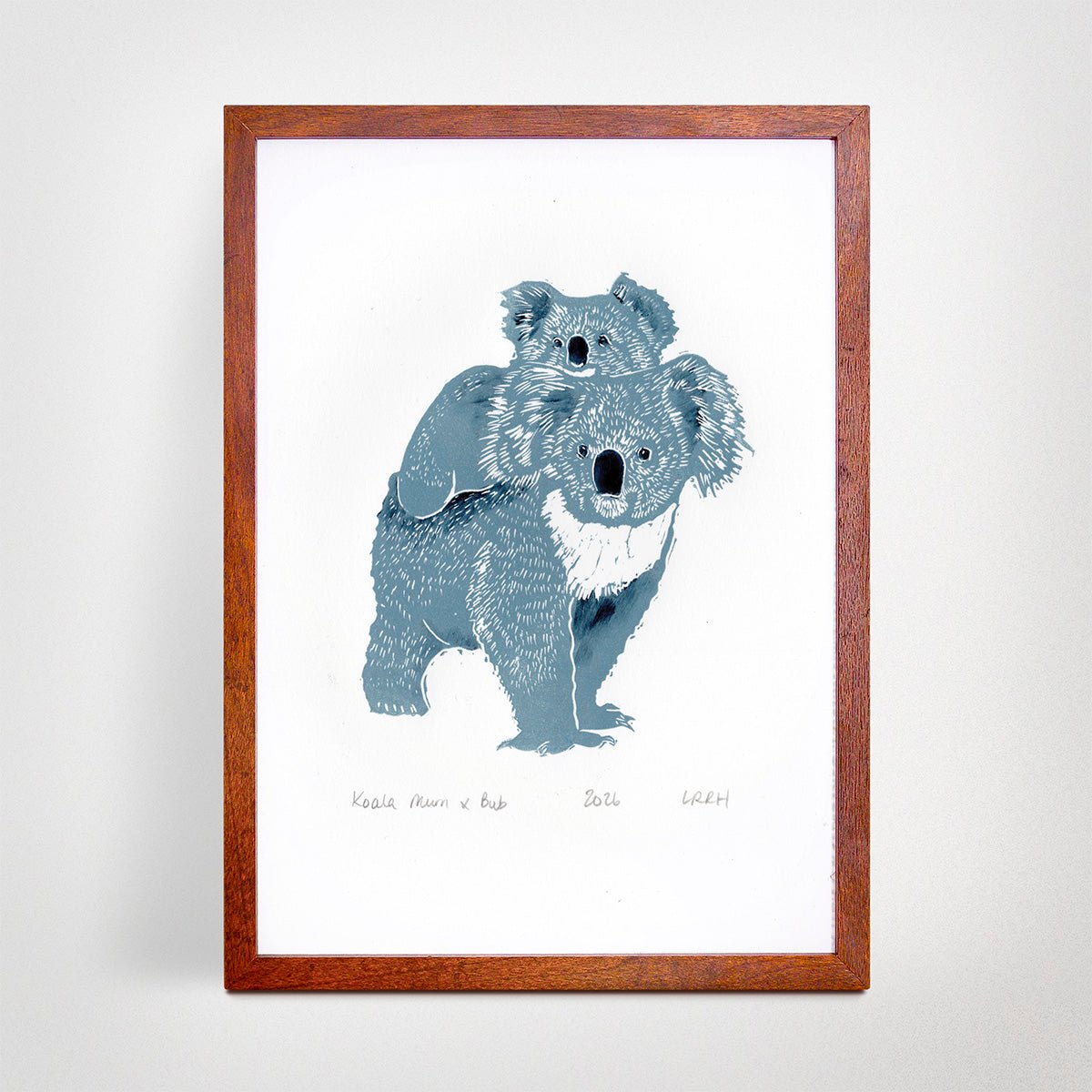 Mum and Bub - Koala Australian Animal Linoprint - Little Rowan Redhead