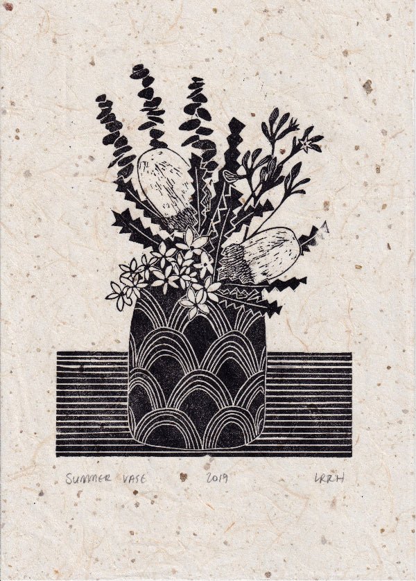 Summer Vase - Australian Flowers Artwork - Little Rowan Redhead