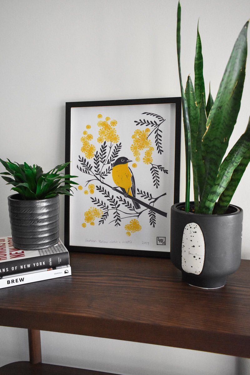 Eastern Yellow Robin and Wattle - Little Rowan Redhead
