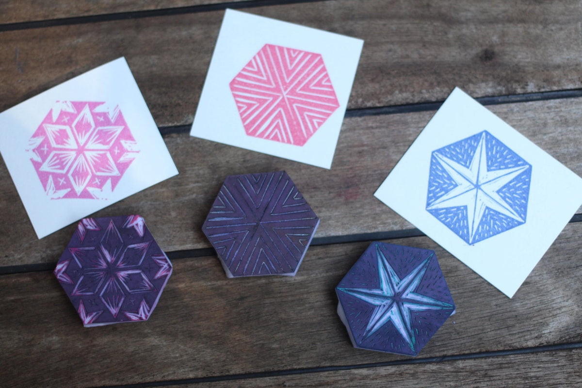 Hexagon pattern stamp set - rubber stamp set