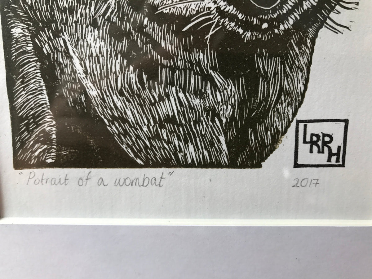 Portrait of a Wombat - Linoprint - Little Rowan Redhead