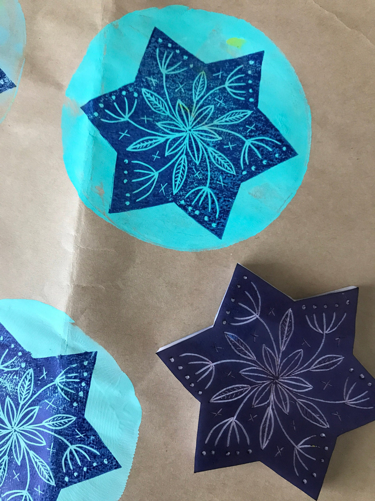 Floral Star - Handmade Rubber Stamp