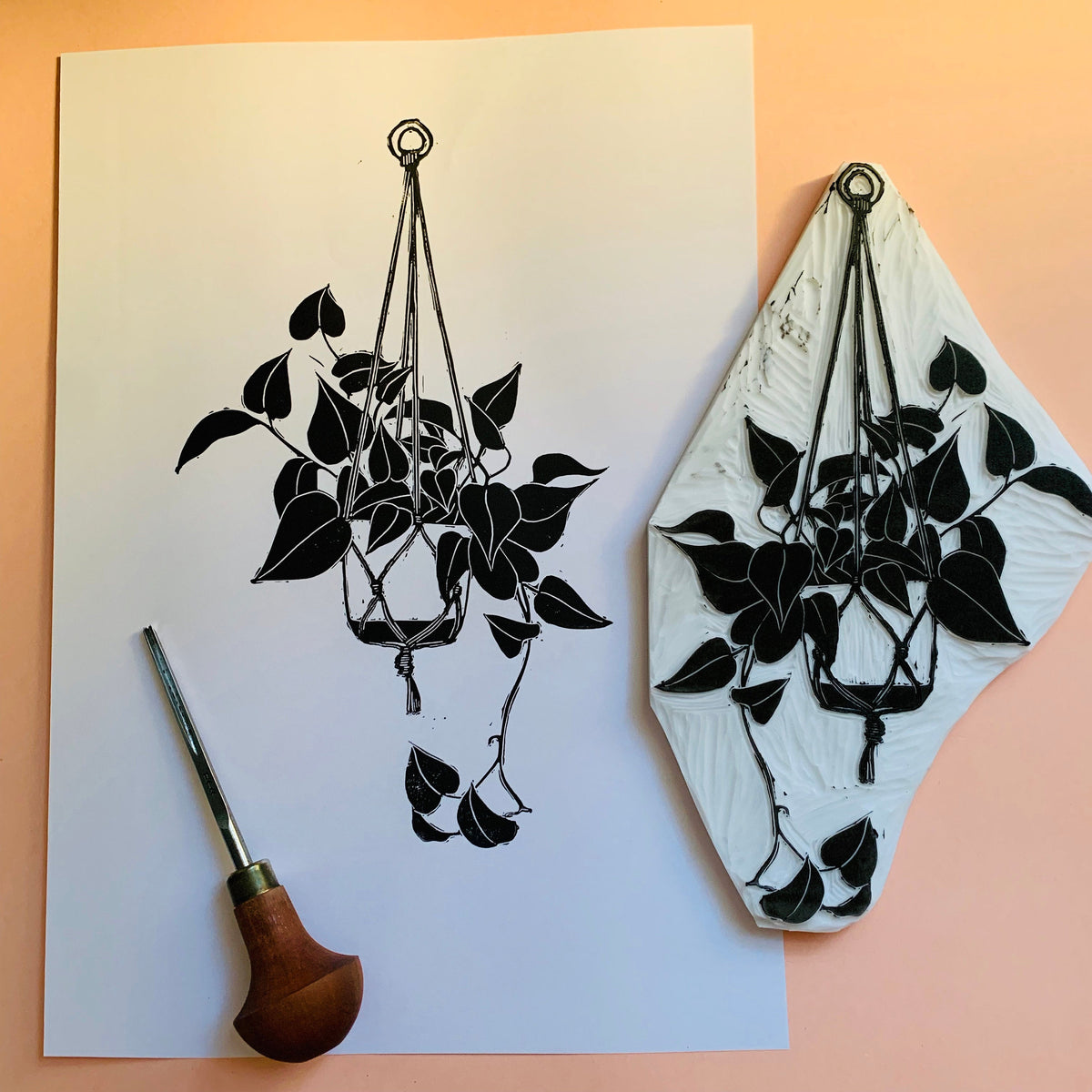 Philodendron Cordatum - limited edition linocut print
