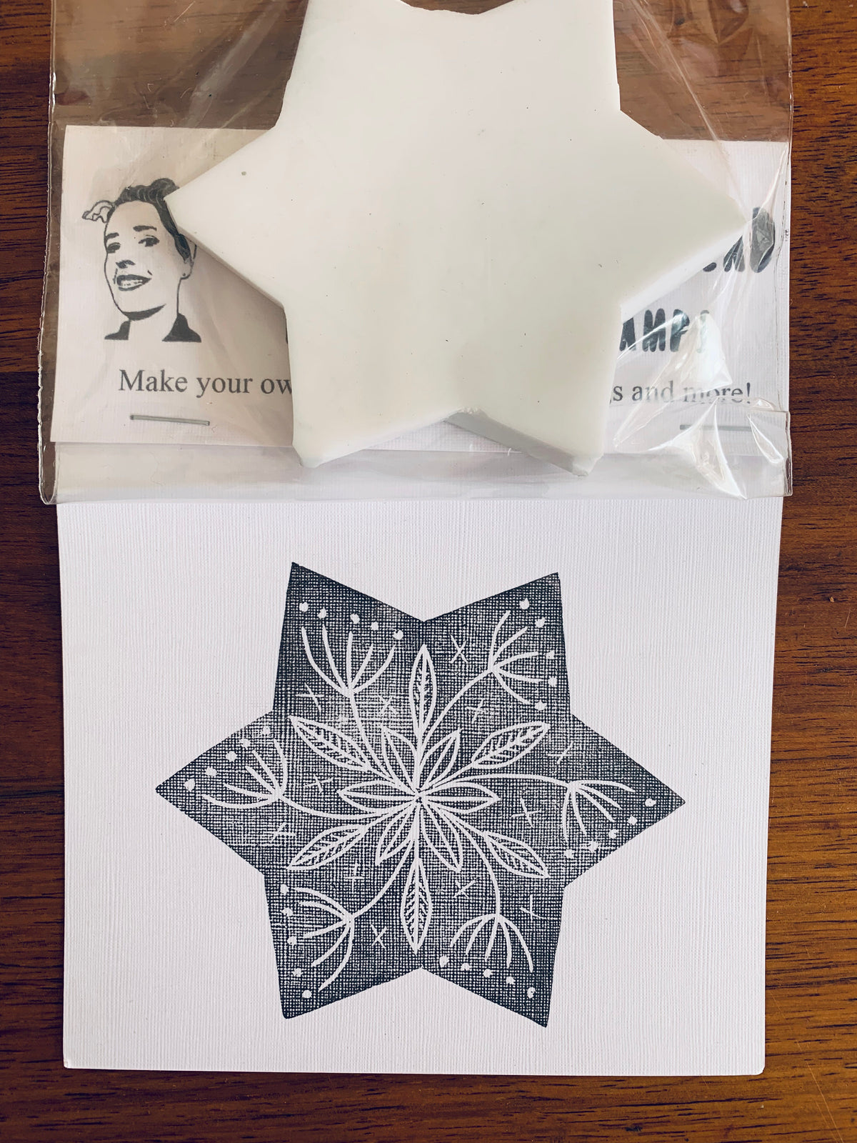 Floral Star - Handmade Rubber Stamp