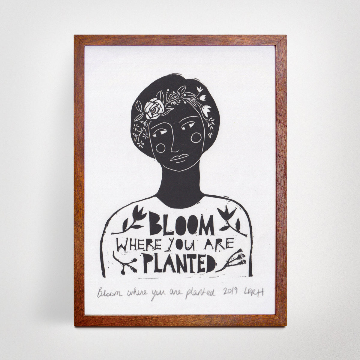 ‘Bloom where you are planted ‘ - Original A5 Linoprint