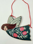 Bottle Brush - Wooden Floral Fairy Ornament - Little Rowan Redhead