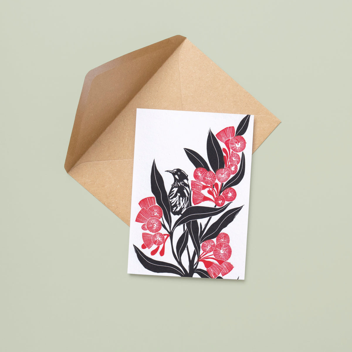 Honeyeater and Gum Blossoms - A6 Greeting Card