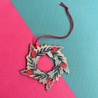 Bottlebrush Wreath - Wooden Christmas Ornament - Little Rowan Redhead
