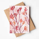 Monoprint Red Kangaroo Paw - A6 Greeting Card - Little Rowan Redhead