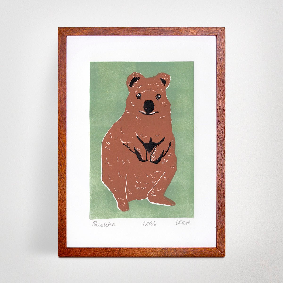 Quokka - Australian Animal Linoprint - Little Rowan Redhead