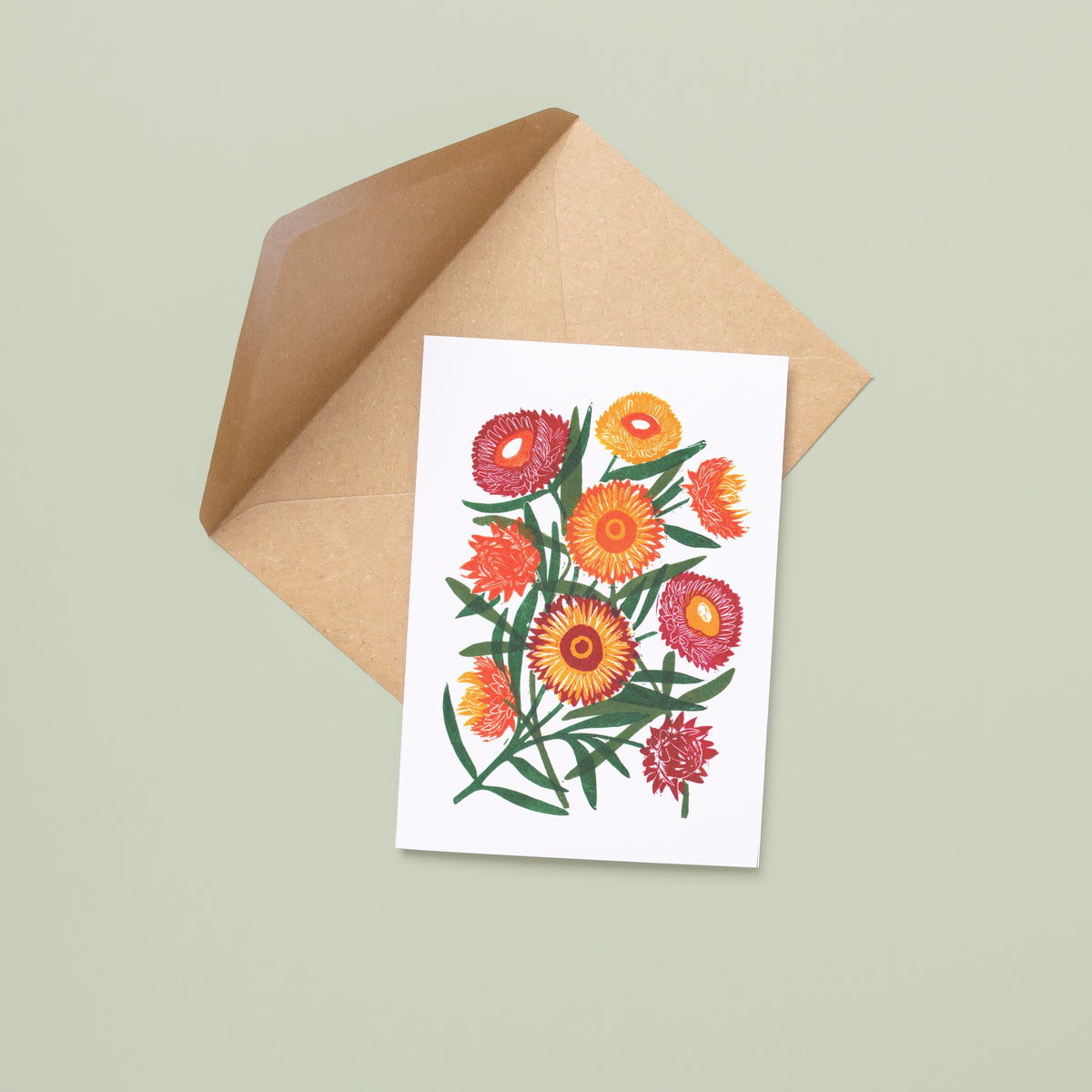 Spring Strawflowers - A6 Greeting Card