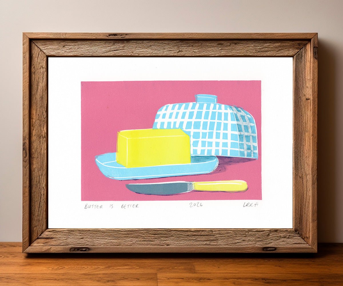 Butter is better - Food Illustration Linoprint - Little Rowan Redhead