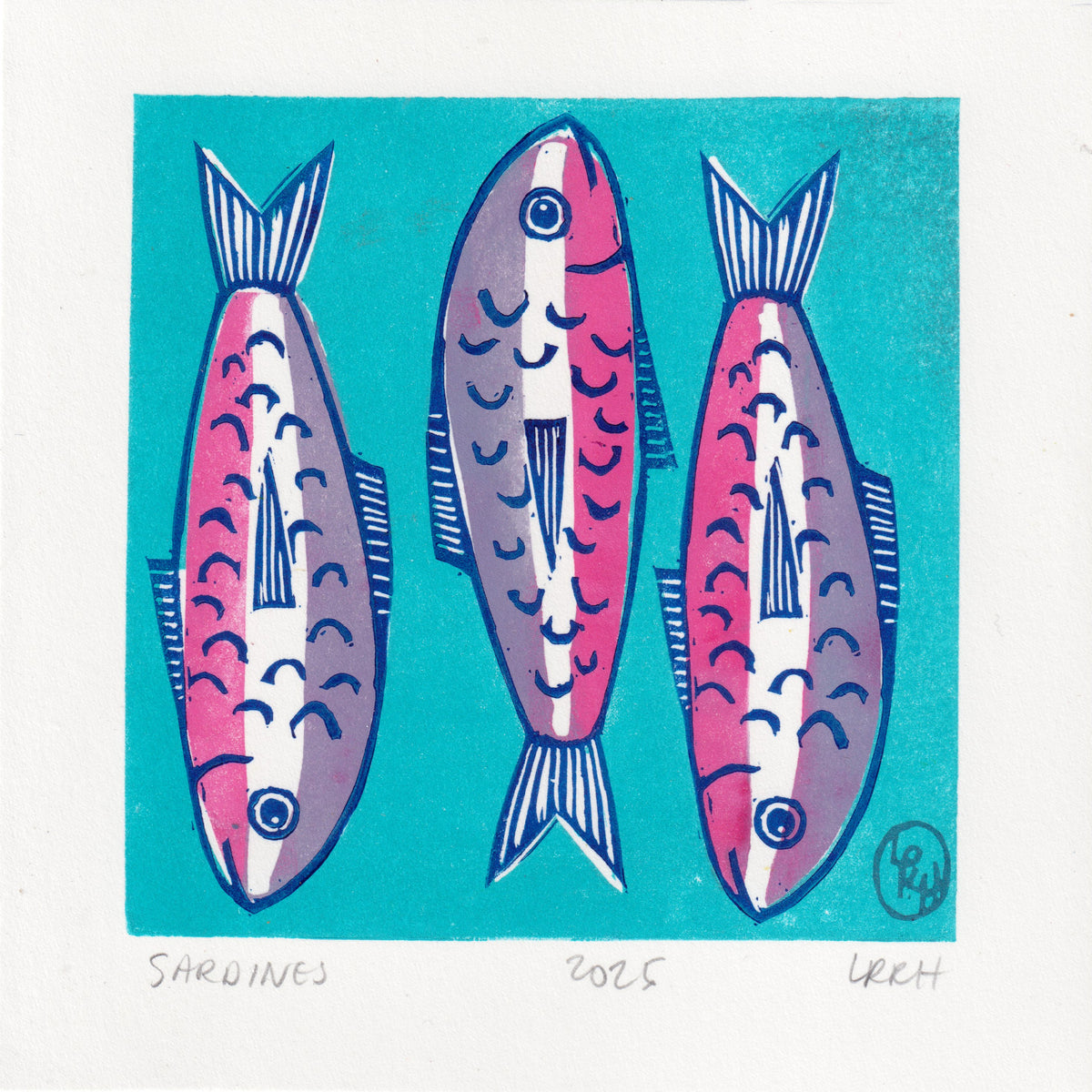 Sardines - Original Mini Linoprint - Little Rowan Redhead