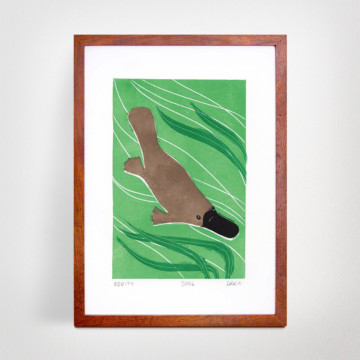 Platypus - Australian Animal Linoprint - Little Rowan Redhead