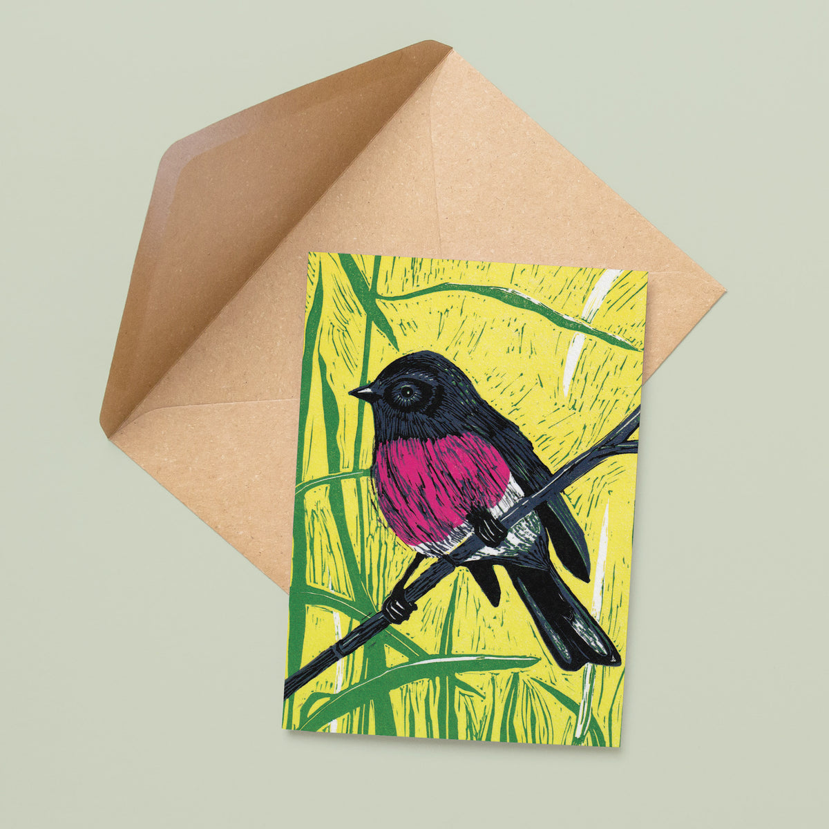 Pink Robin - A6 Greeting Card