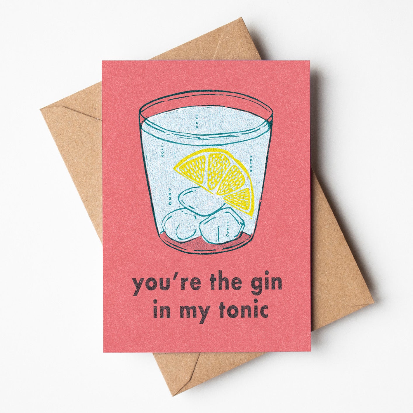 Romantic greeting card for gin-drinkers, wholesale stationery, made in Australia