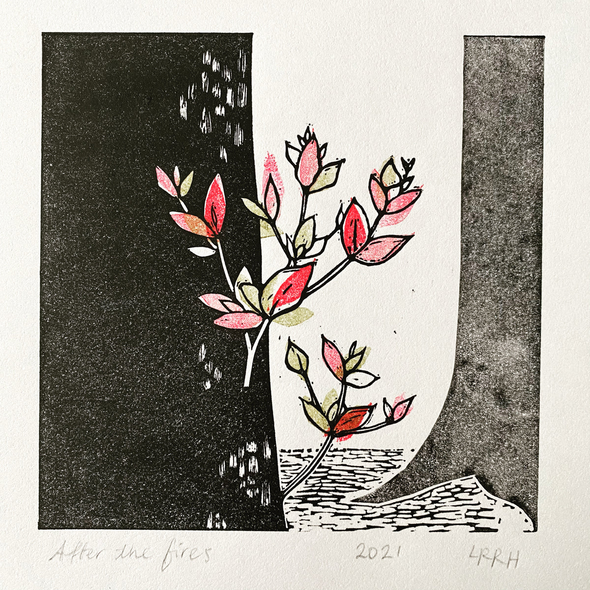 &#39;After the Fires&#39; Linoprint, Limited Edition Linoprint