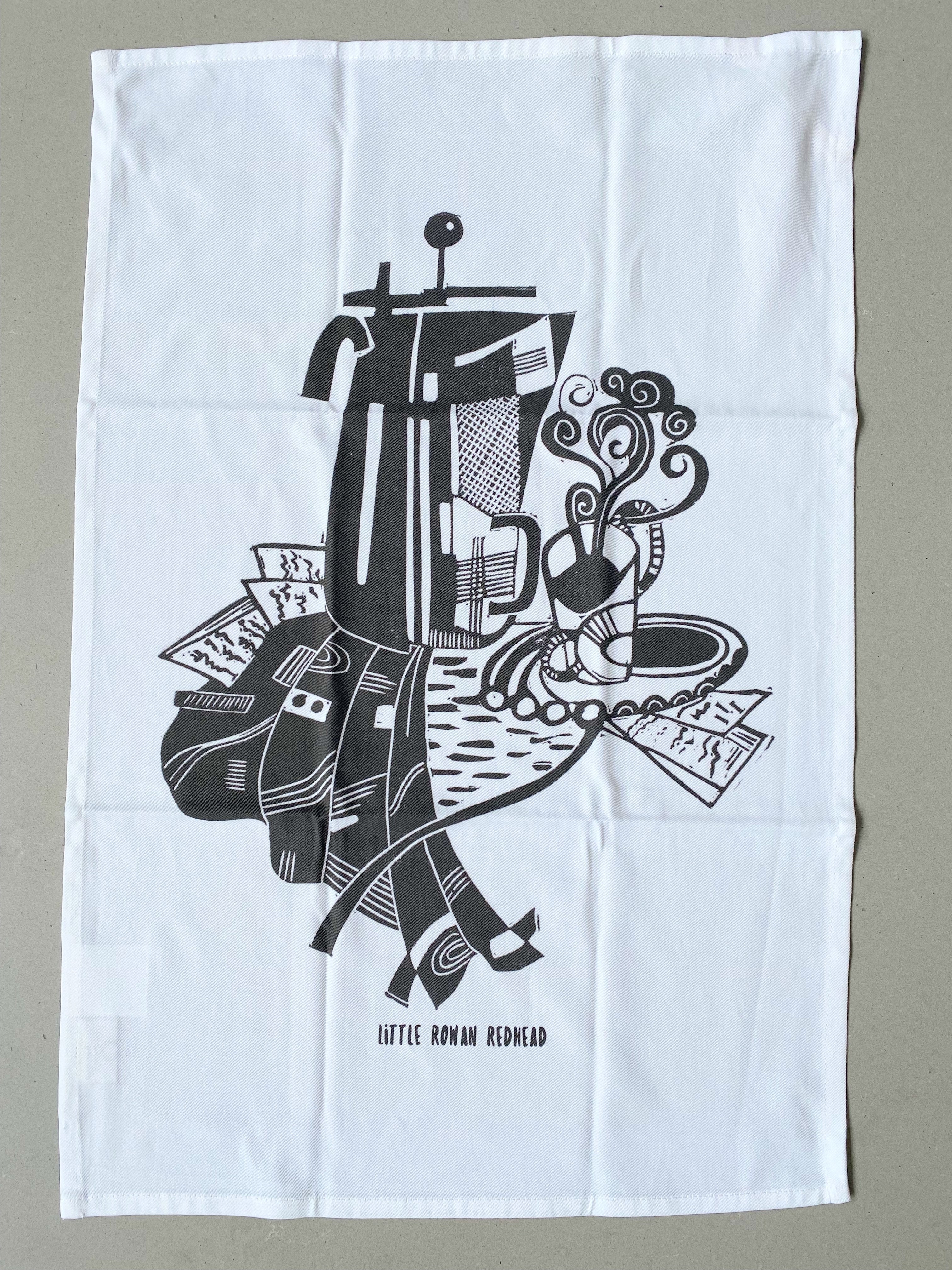 Organic cotton tea towel - Coffee and Papers - Little Rowan Redhead
