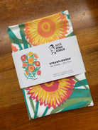 Organic cotton tea towel - Spring Strawflowers - Little Rowan Redhead