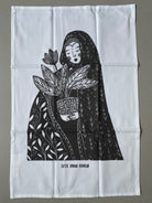 Organic cotton tea towel - She plants for tomorrow - Little Rowan Redhead