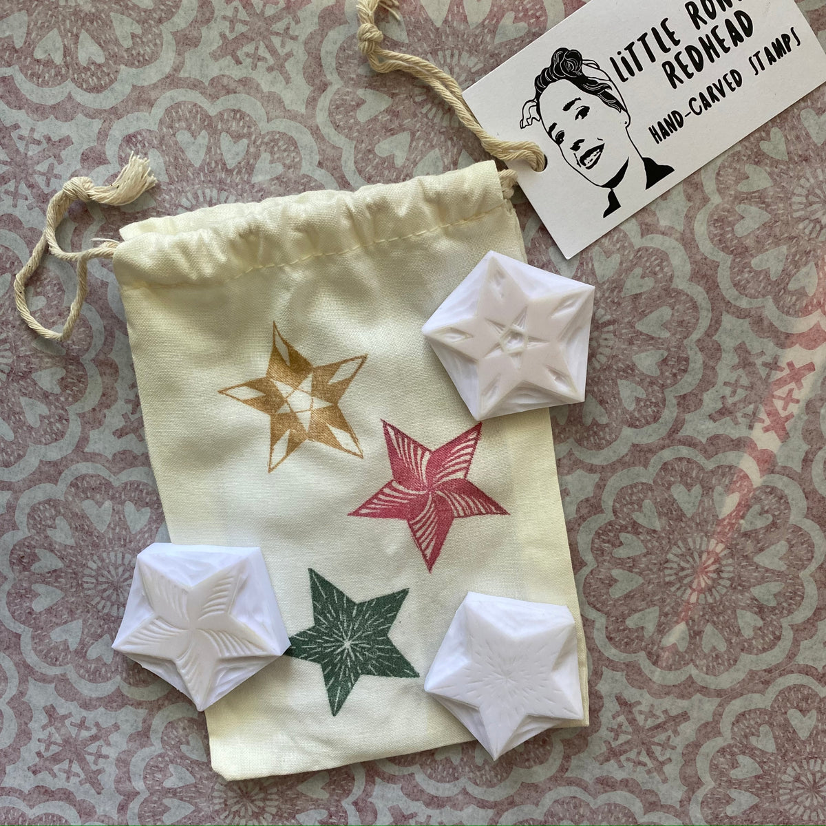 Star rubber stamp set, handmade stamp set