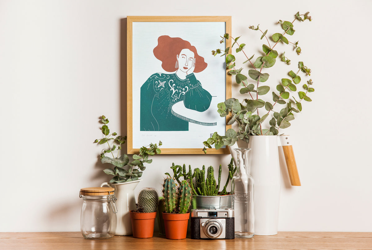 &#39;All dressed up&#39; Linoprint, original artwork, handmade in Sydney