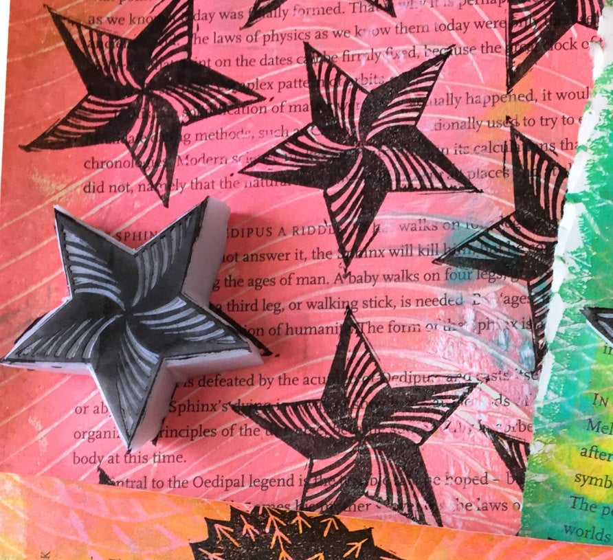 Star rubber stamp set, handmade stamp set