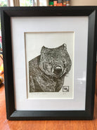 Portrait of a Wombat - Linoprint - Little Rowan Redhead