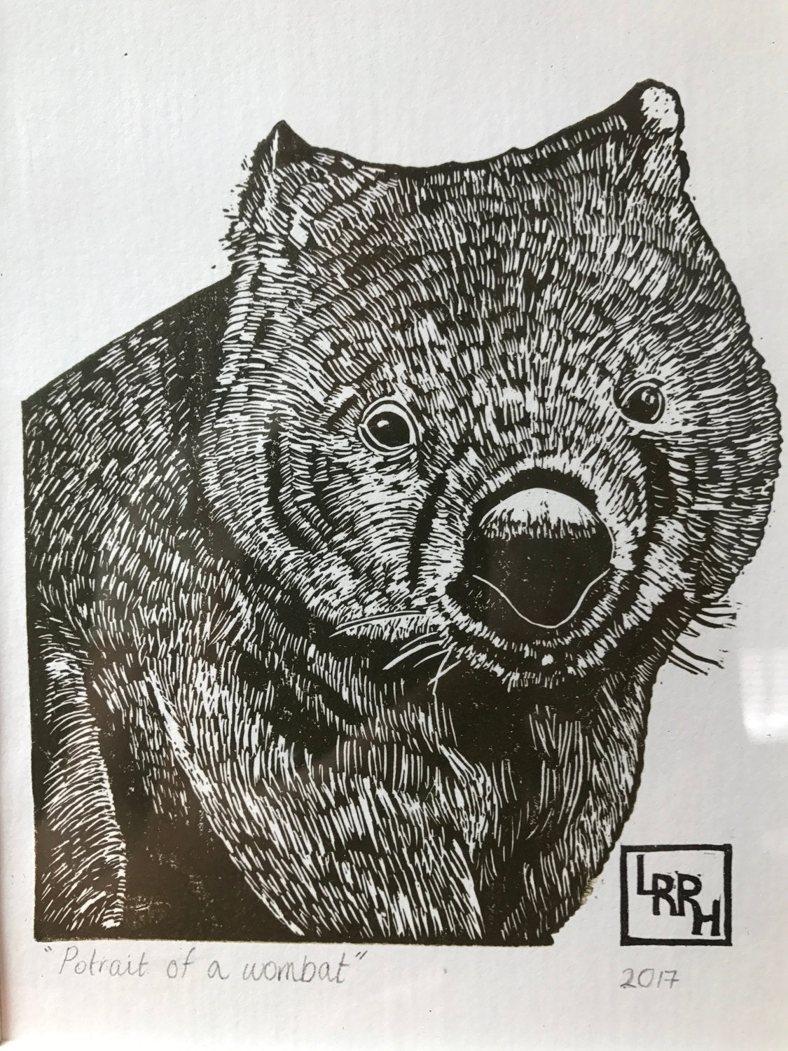 Portrait of a Wombat - Linoprint - Little Rowan Redhead