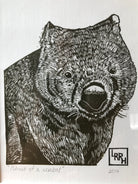 Portrait of a Wombat - Linoprint - Little Rowan Redhead