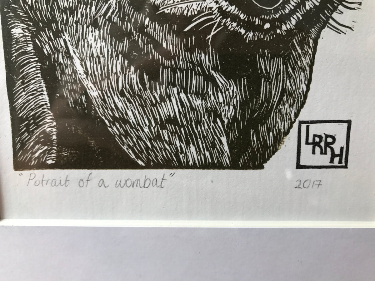 Portrait of a Wombat - Linoprint