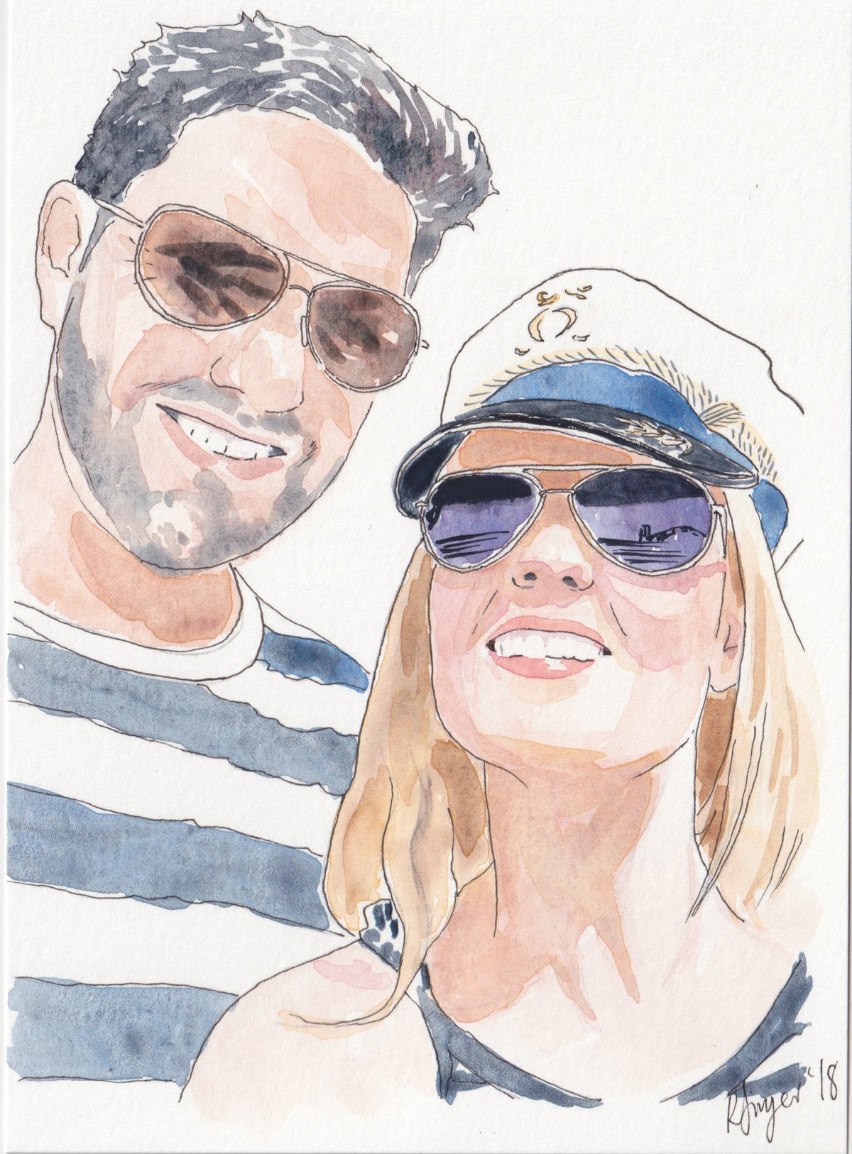Custom watercolour portrait - couples, family, children