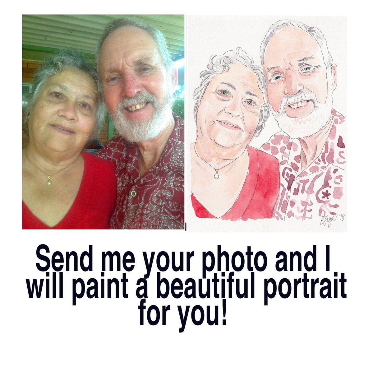 Custom watercolour portrait - couples, family, children