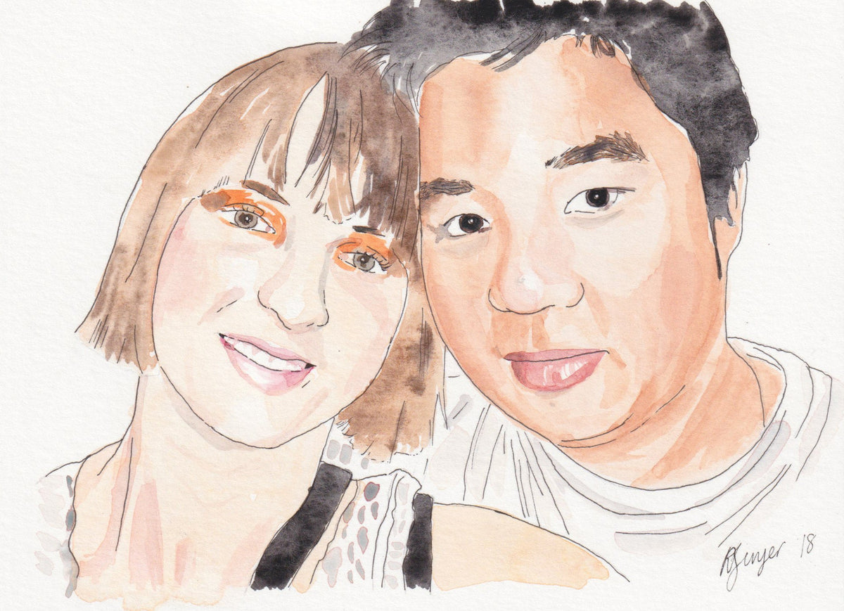 Custom watercolour portrait - couples, family, children