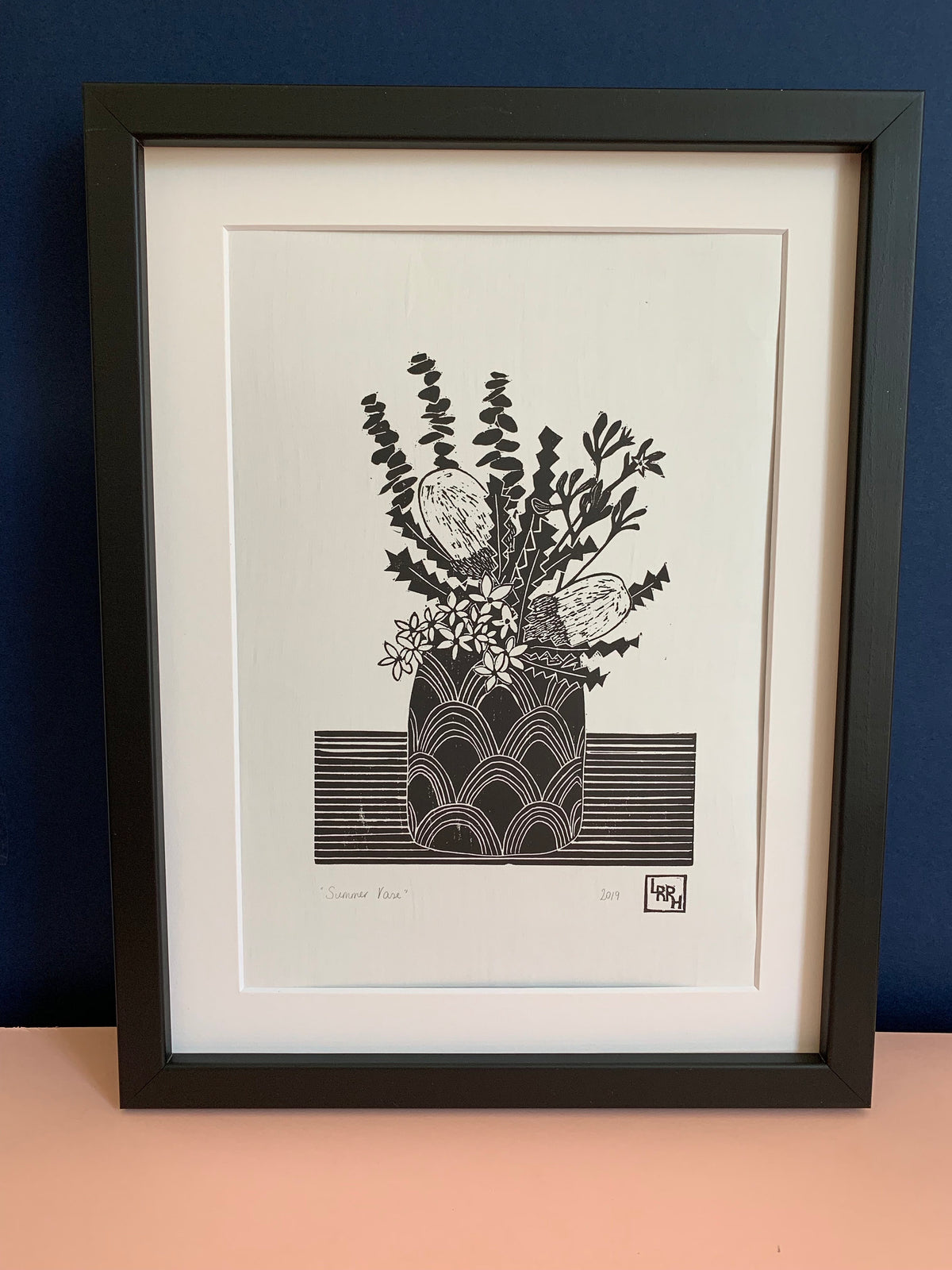 Summer Vase - original linoprint