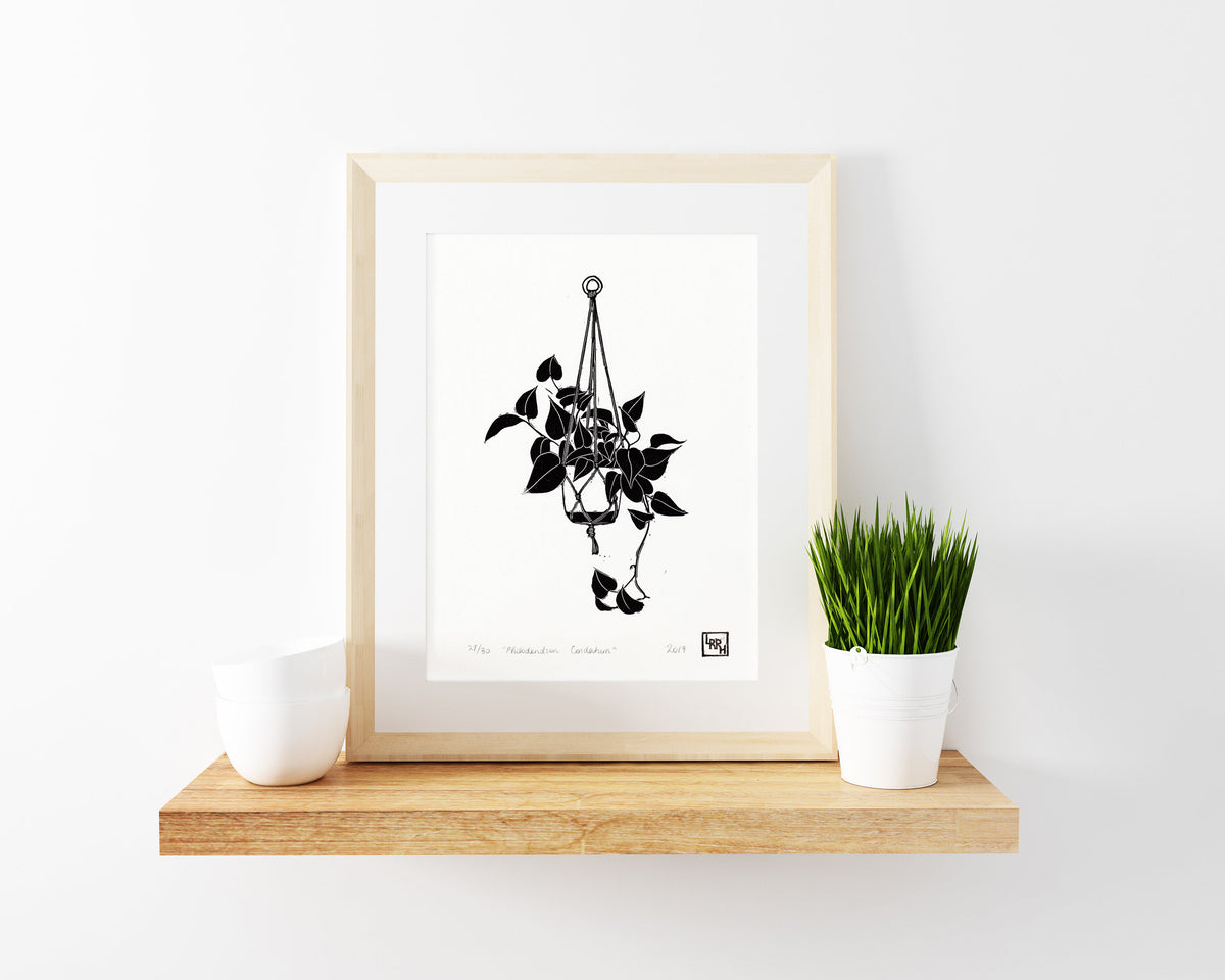 Philodendron Cordatum - limited edition linocut print
