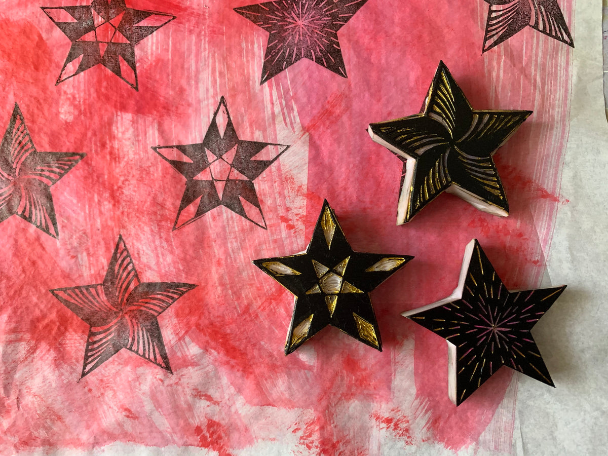 Star rubber stamp set, handmade stamp set