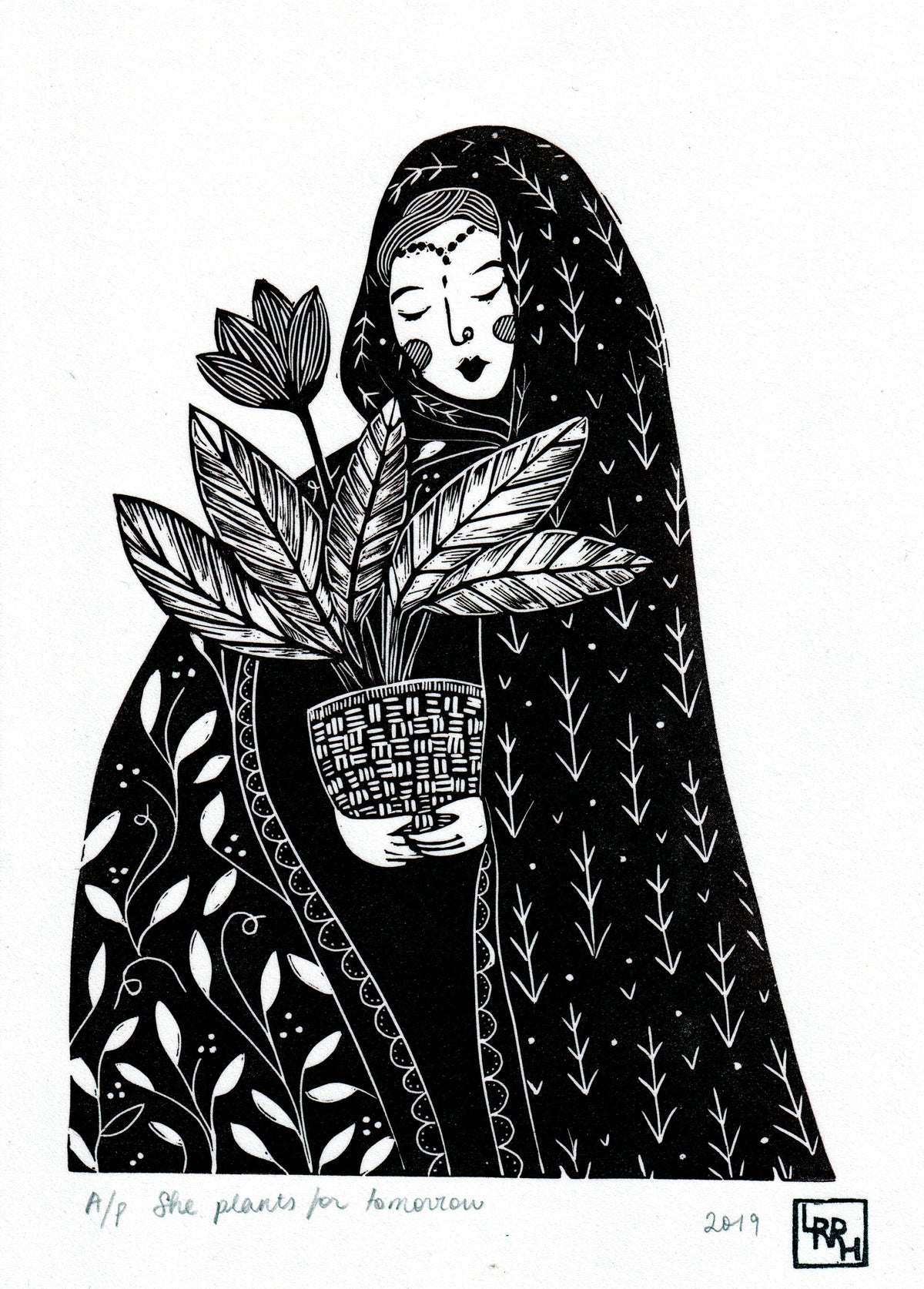 ‘She plants for tomorrow’ limited edition linoprint