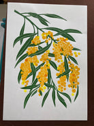 ‘Cascade’- Golden Wattle Linoprint - Little Rowan Redhead