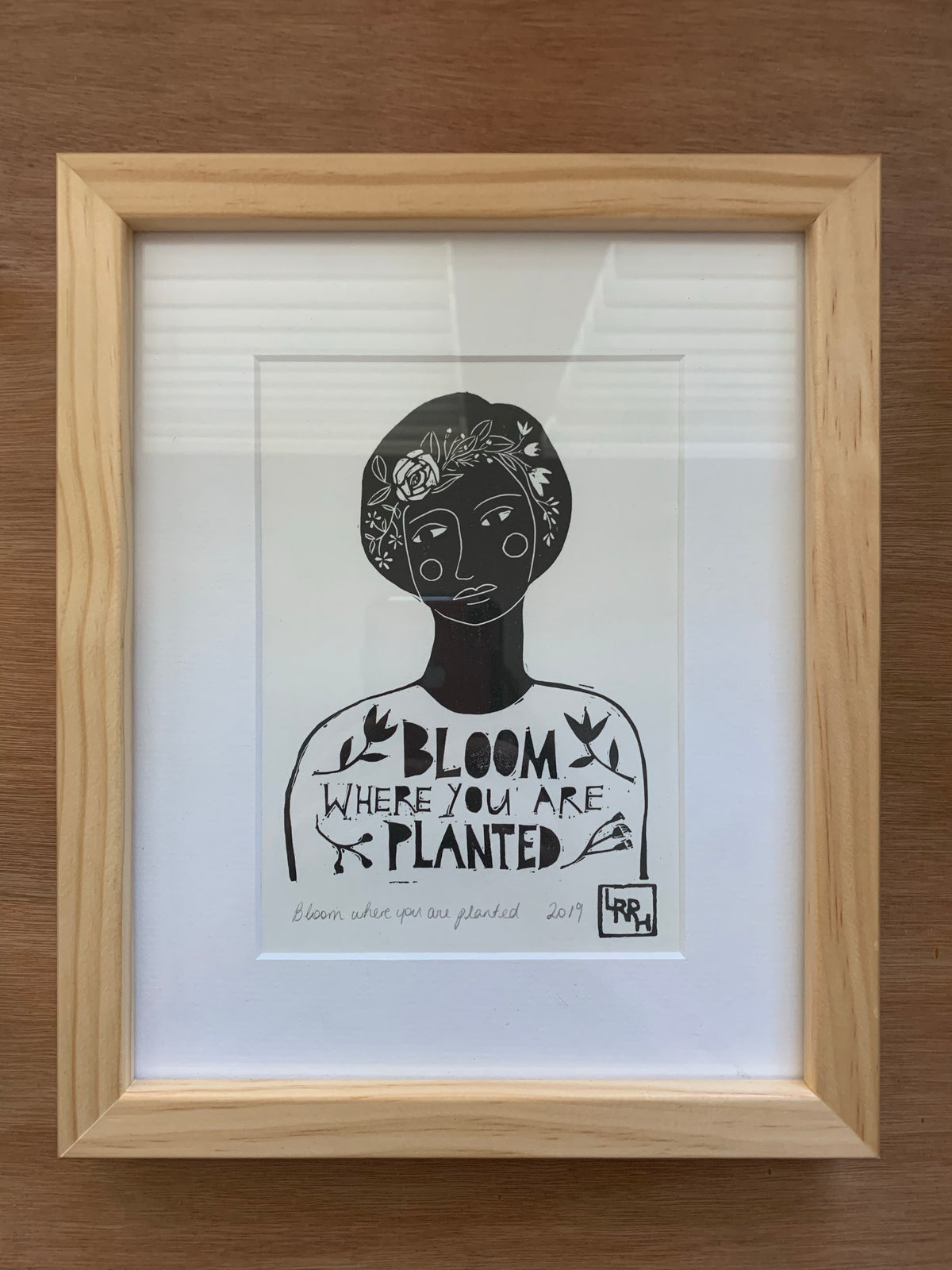 ‘Bloom where you are planted ‘ - Original A5 Linoprint